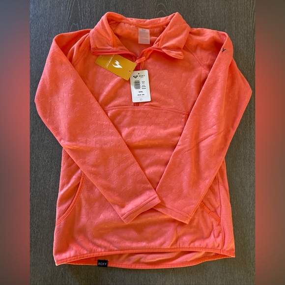 Roxy Girl Cascade Fleece Size 16 (XXL) Warm Flight Technology Front Pocket Peach - Picture 3 of 7